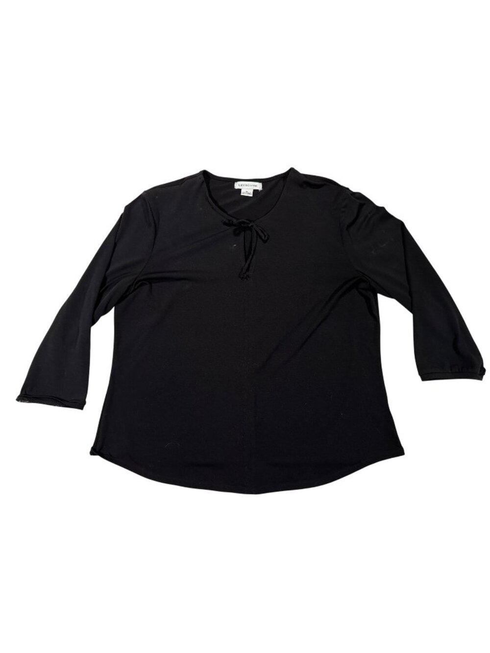 Liz Claiborne Womens Black 3/4 Sleeve XL Blouse Polyester Blend Casual Top